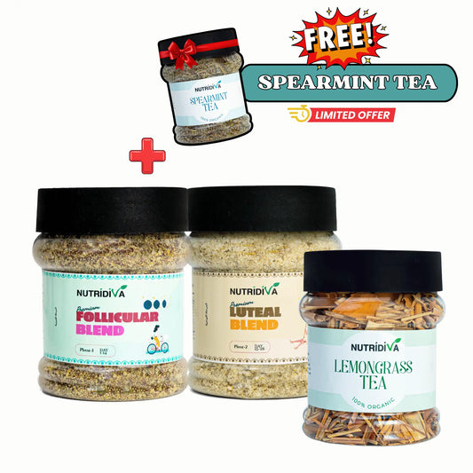 PCOS Seed Cycling Kit and Lemongrass Tea Bundle Pakistan – Hormonal Balance | NutriDiva