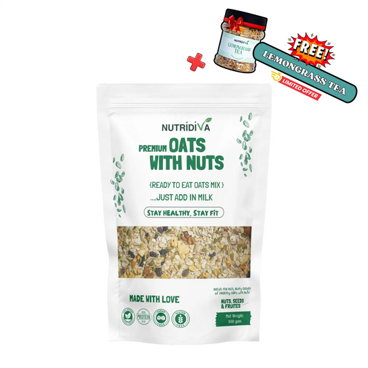 NutriDiva Oats with Nuts Pakistan – 500g Natural Breakfast Blend with Almonds and Walnuts