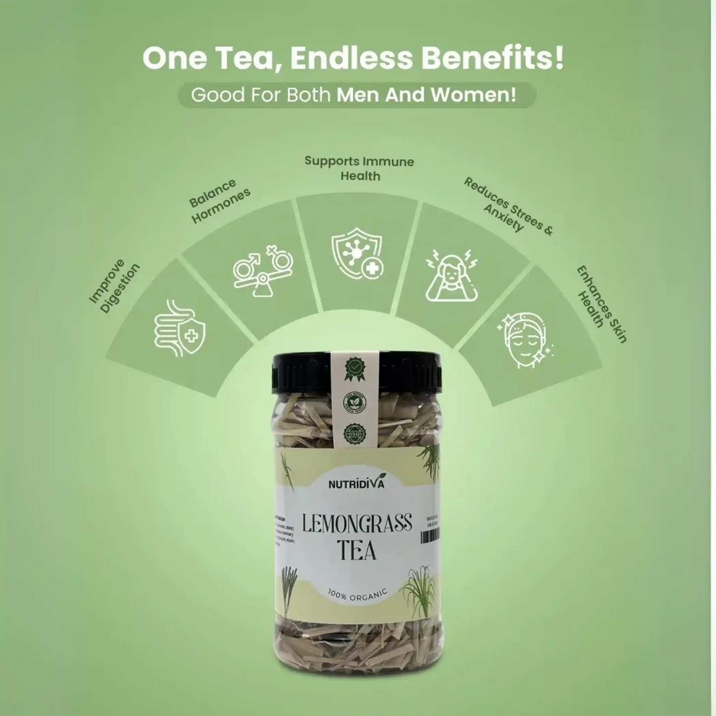 NutriDiva Lemongrass Tea – Supports Digestion & Gentle Herbal Balance