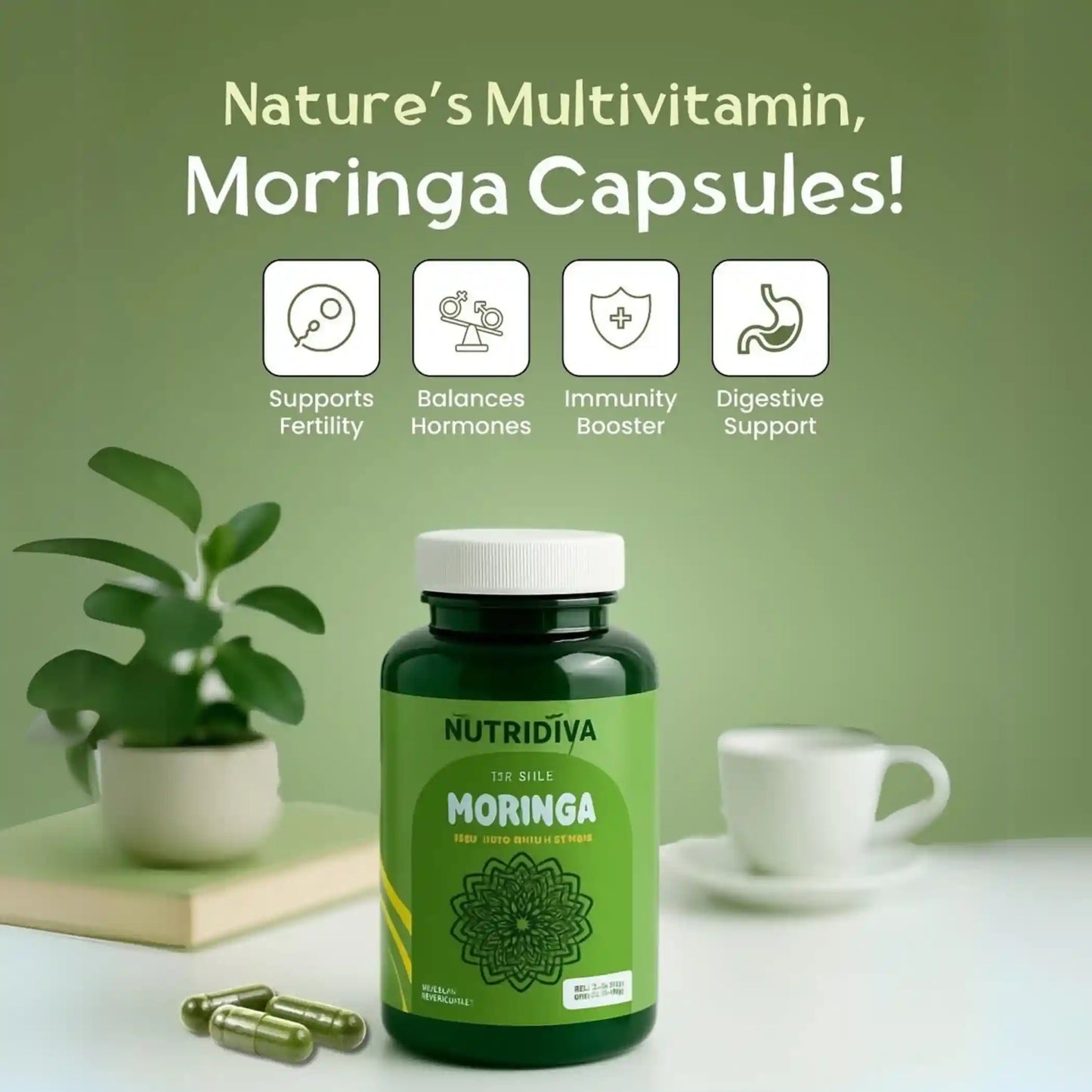 Plant-Based Moringa Capsules for Daily Vitality – NutriDiva