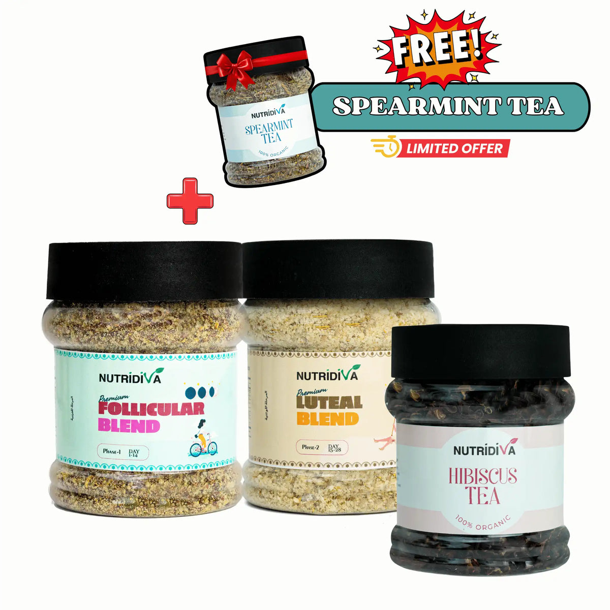 PCOS Kit & Hibiscus Tea Bundle + FREE SPEARMINT TEA