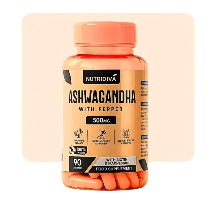 Ashwagandha Capsules Pakistan 500mg – Organic Stress Relief and Hormonal Balance | NutriDiva