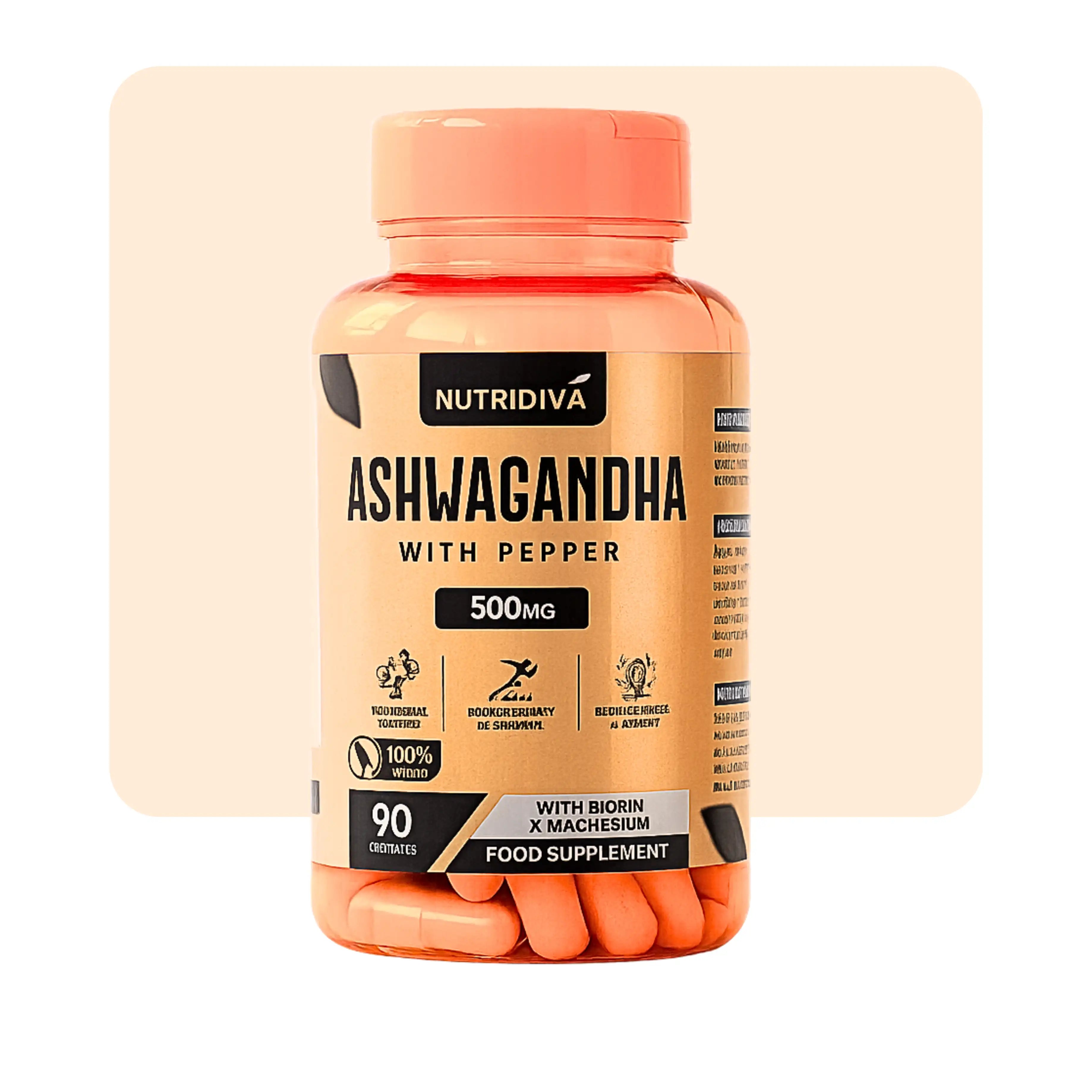 Ashwagandha Capsules by NutriDiva – KSM-66 Root Extract 90 Capsules for Stress Relief, Better Sleep, and Hormonal Balance in Pakistan