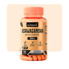 Ashwagandha Capsules by NutriDiva – KSM-66 Root Extract 90 Capsules for Stress Relief, Better Sleep, and Hormonal Balance in Pakistan