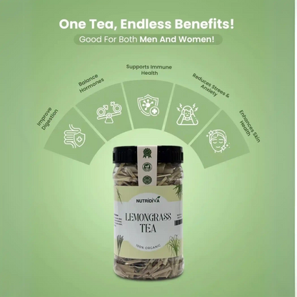 NutriDiva Lemongrass Tea – Supports Digestion & Gentle Herbal Balance

