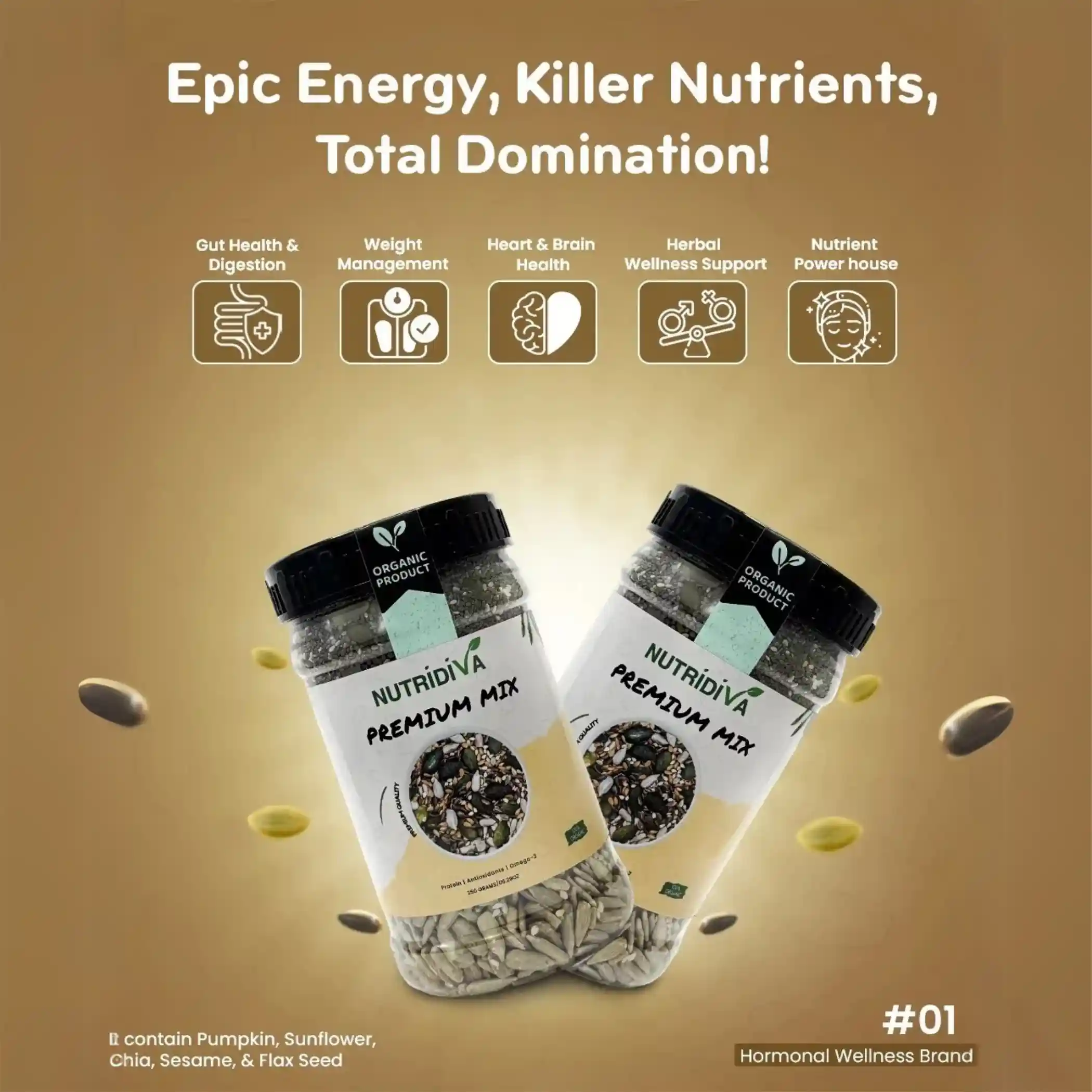 NutriDiva Premium Seed Mix – Plant-Based Blend for Daily Balance & Vitality

