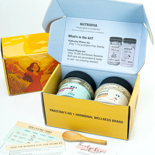 NutriDiva PCOS Seed Cycling Kit for hormonal balance and fertility support in Pakistan