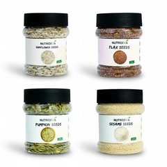 NutriDiva 4 seeds bundle with flax, pumpkin, sunflower, and sesame seeds for women’s health and hormonal balance in Pakistan